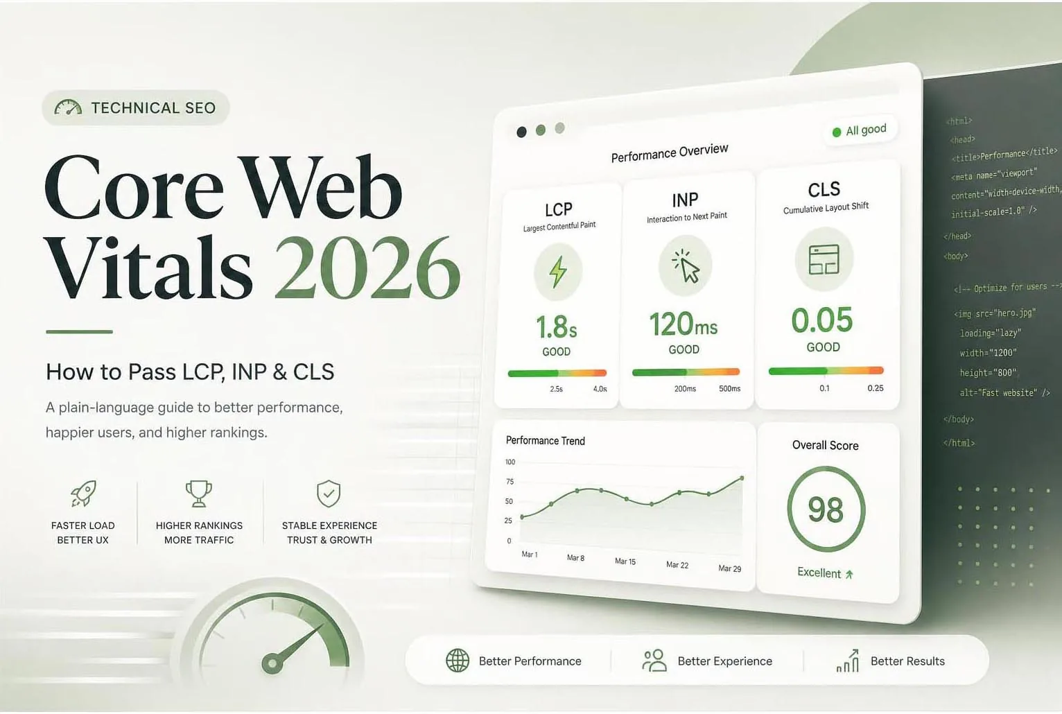 Core Web Vitals 2026: How to Pass LCP, INP & CLS